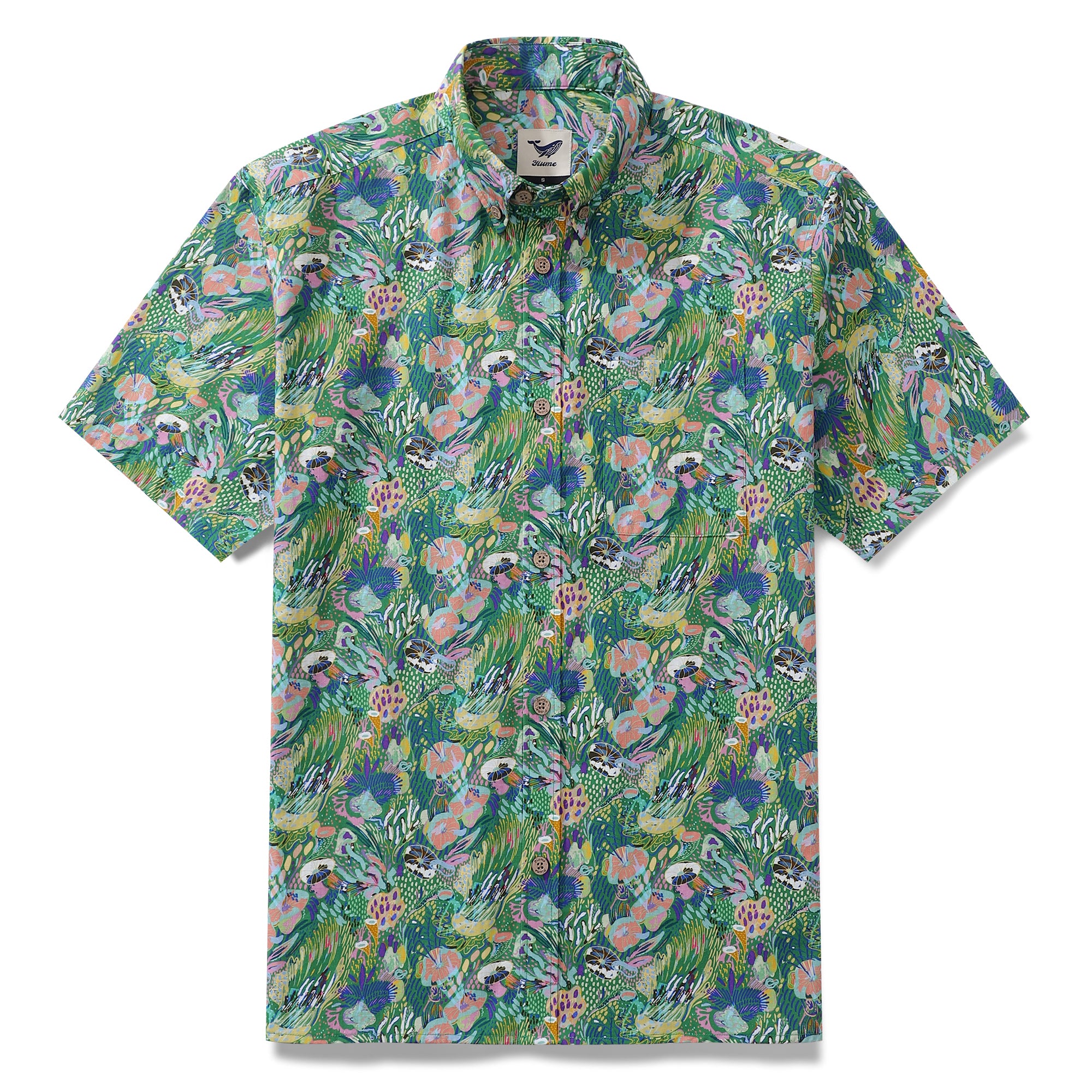 Camicia hawaiana da uomo Songe Marin By Lucille Camicia Aloha a maniche corte in cotone con bottoni