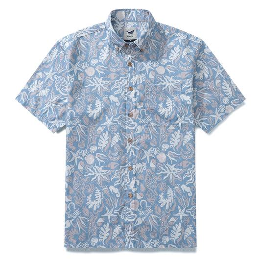 Men's 100% Cotton Fish Shirt Oceanic Hawaiian Shirt for Men