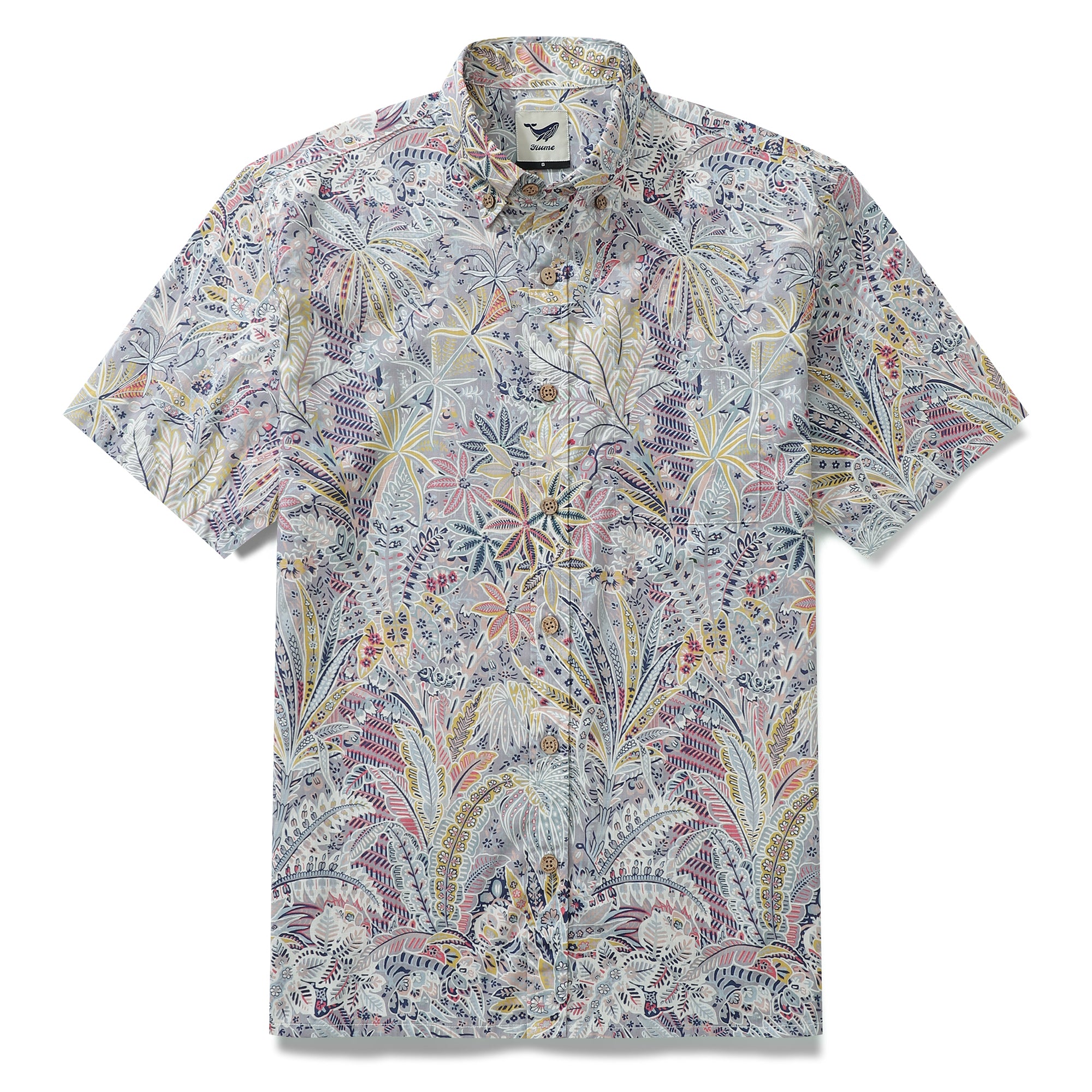 Hawaii-Hemden für Herren, tropischer Palmen-Druck, 100 % Baumwolle