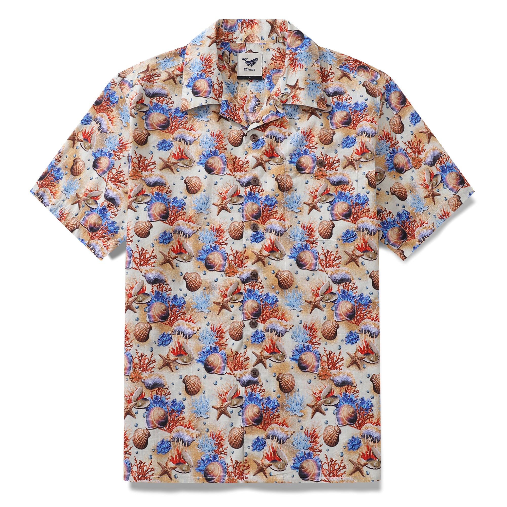 Camisa Hawaiana Para Hombre Secrets of the Sea Shirt Camp Collar 100% Algodón