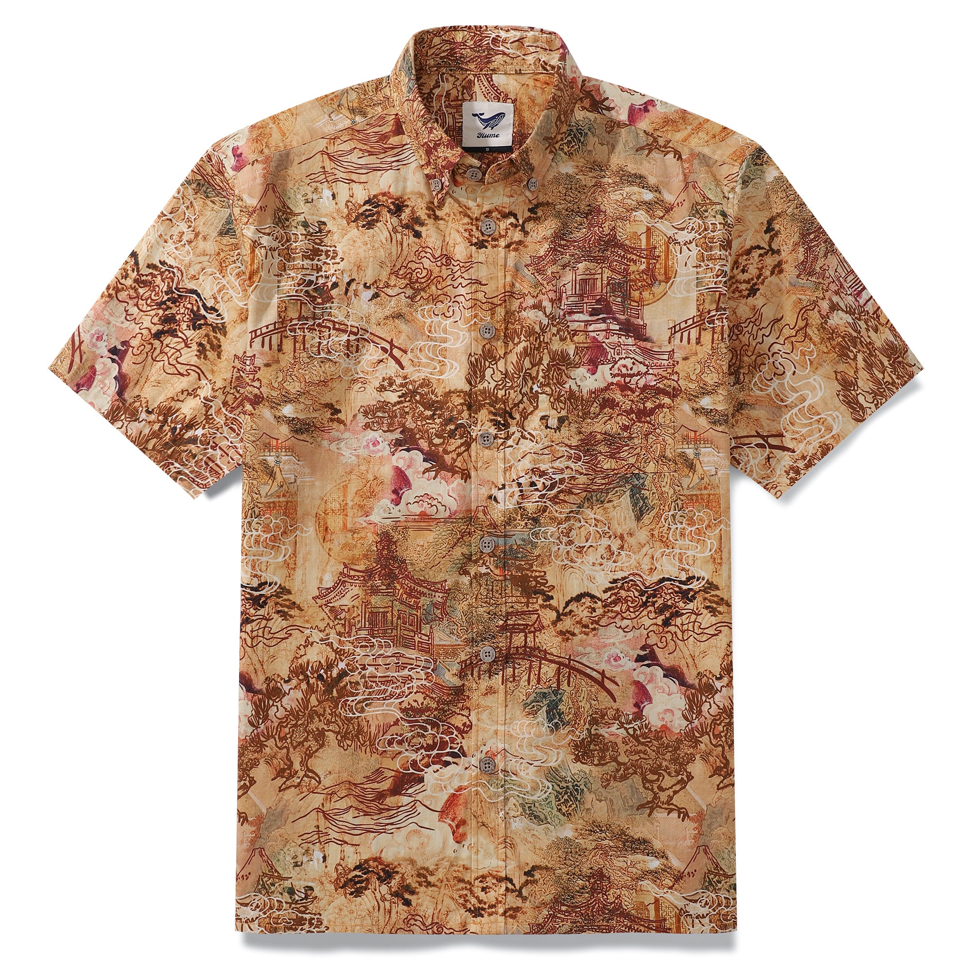 Hawaiian Shirt For Men Oriental Charm Button-down Shirt Short Sleeve 100% Cotton Shirt