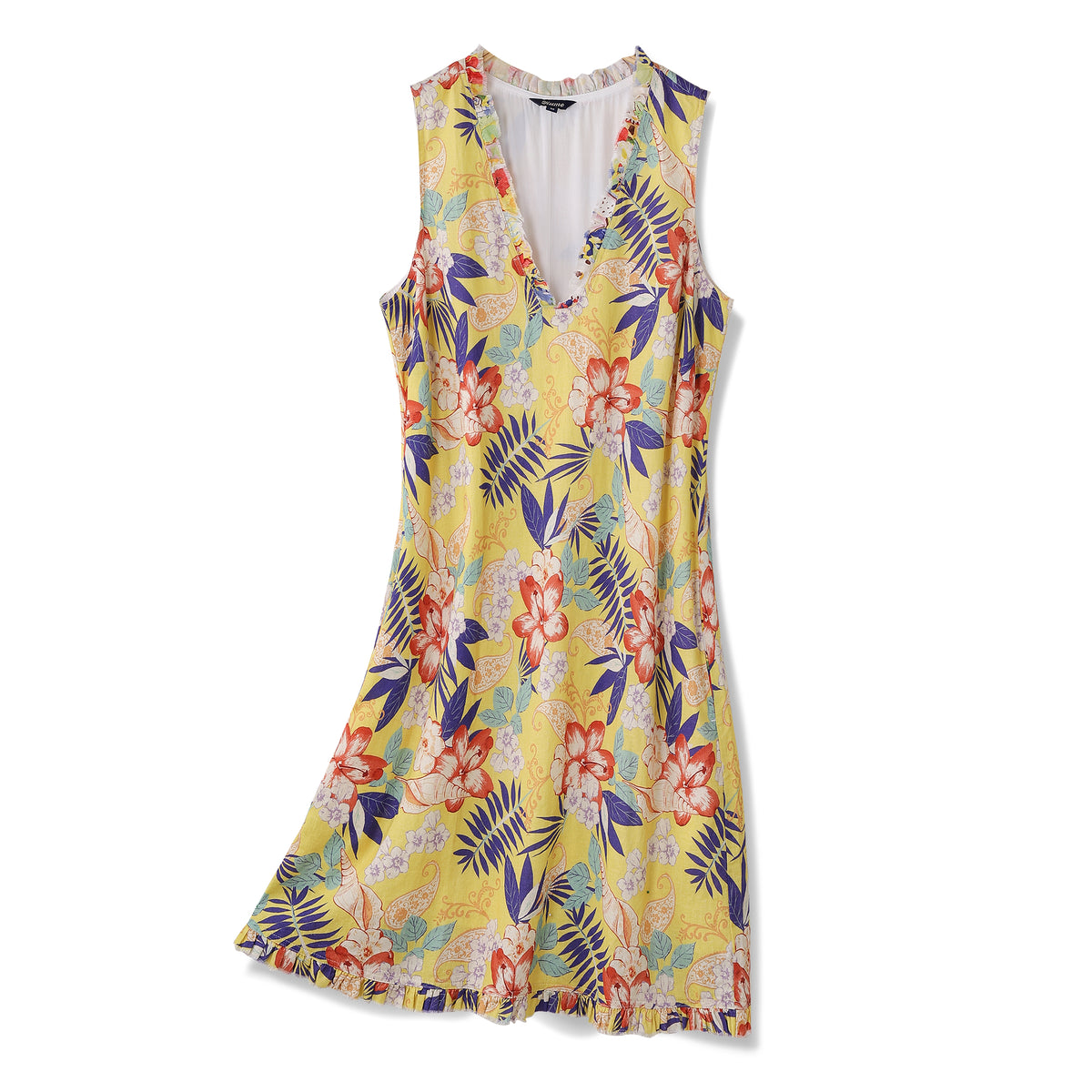 Hawaiian Dress For Women Naples Yellow and Paisley V-Neck Dress – Yiume ...