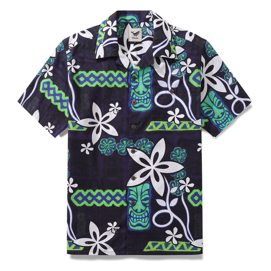 Hawaiian Shirt For Men Vintage TIKI Capitola Breeze Shirt Camp Collar 100% Cotton