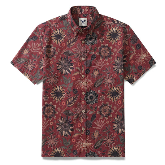 Hawaiian Shirt For Men Night's Blooms Button-down Shirt Short Sleeve 100% Cotton Shirt