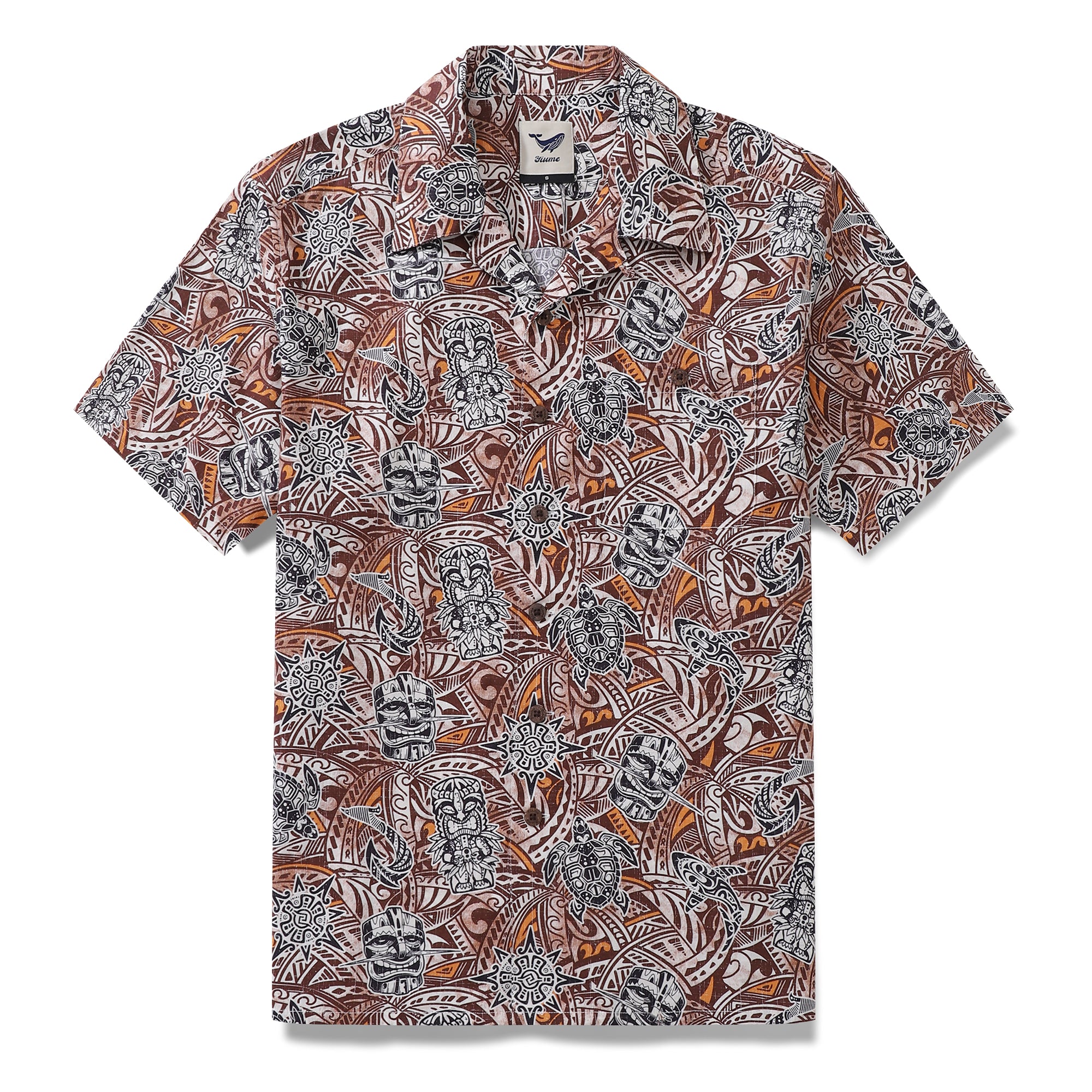 Camicia hawaiana da uomo Tiki Totem Camicia vintage Colletto Camp 100% cotone