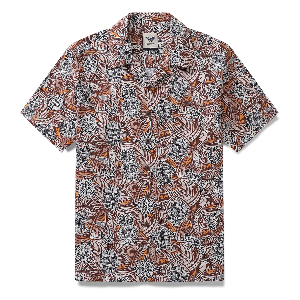 Hawaiian Shirt For Men Tiki Totem Vintage Shirt Camp Collar 100% Cotto ...