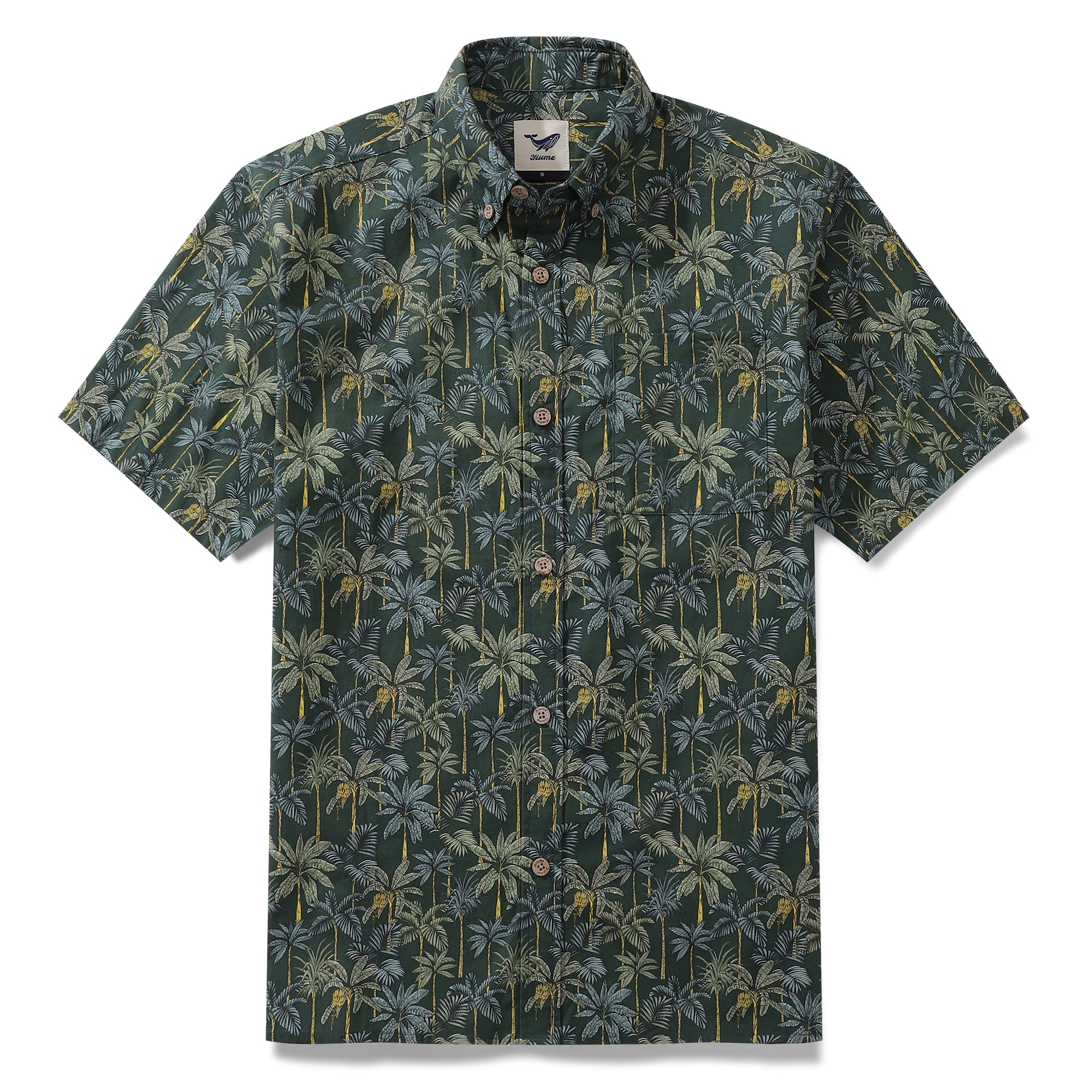 Camisa hawaiana para hombre Camisa Aloha de manga corta con botones de algodón con estampado de selva tropical