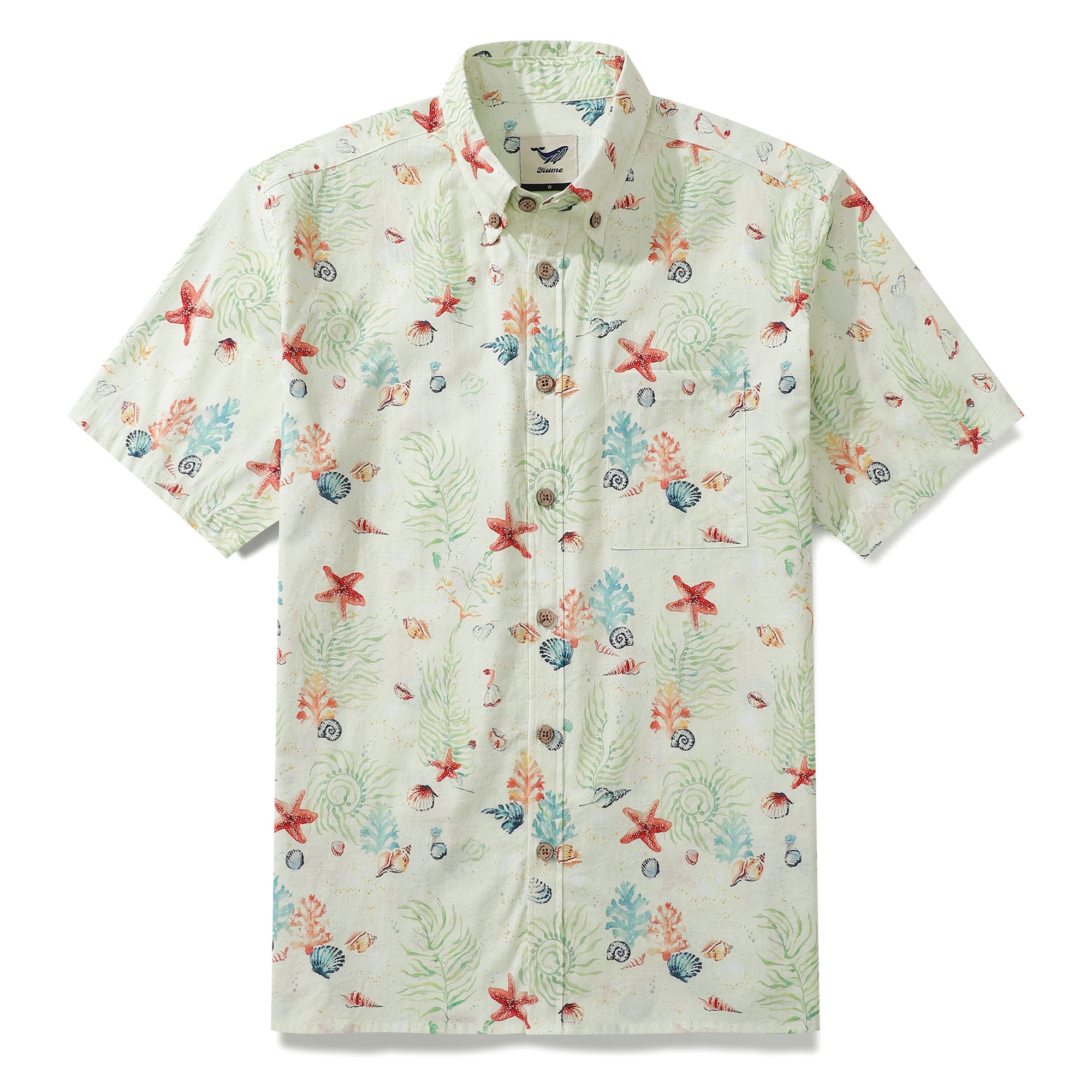 Hawaiian Shirt For Men Voices of the Shore Button-down Short Sleeve 100% Cotton Shirt