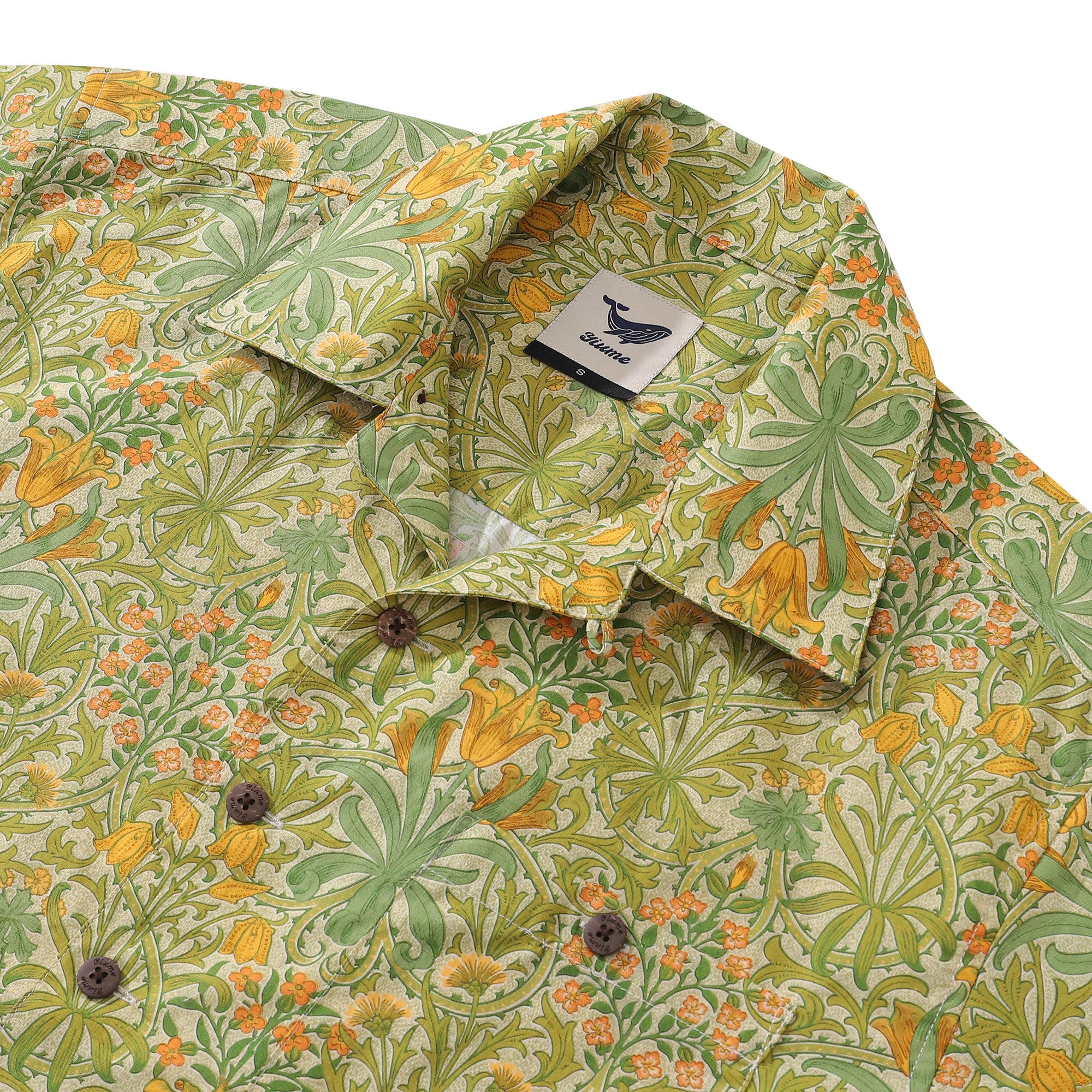 Hawaiian Shirt For Men Summer Yellow Tones Shirt Camp Collar 100% Cott ...