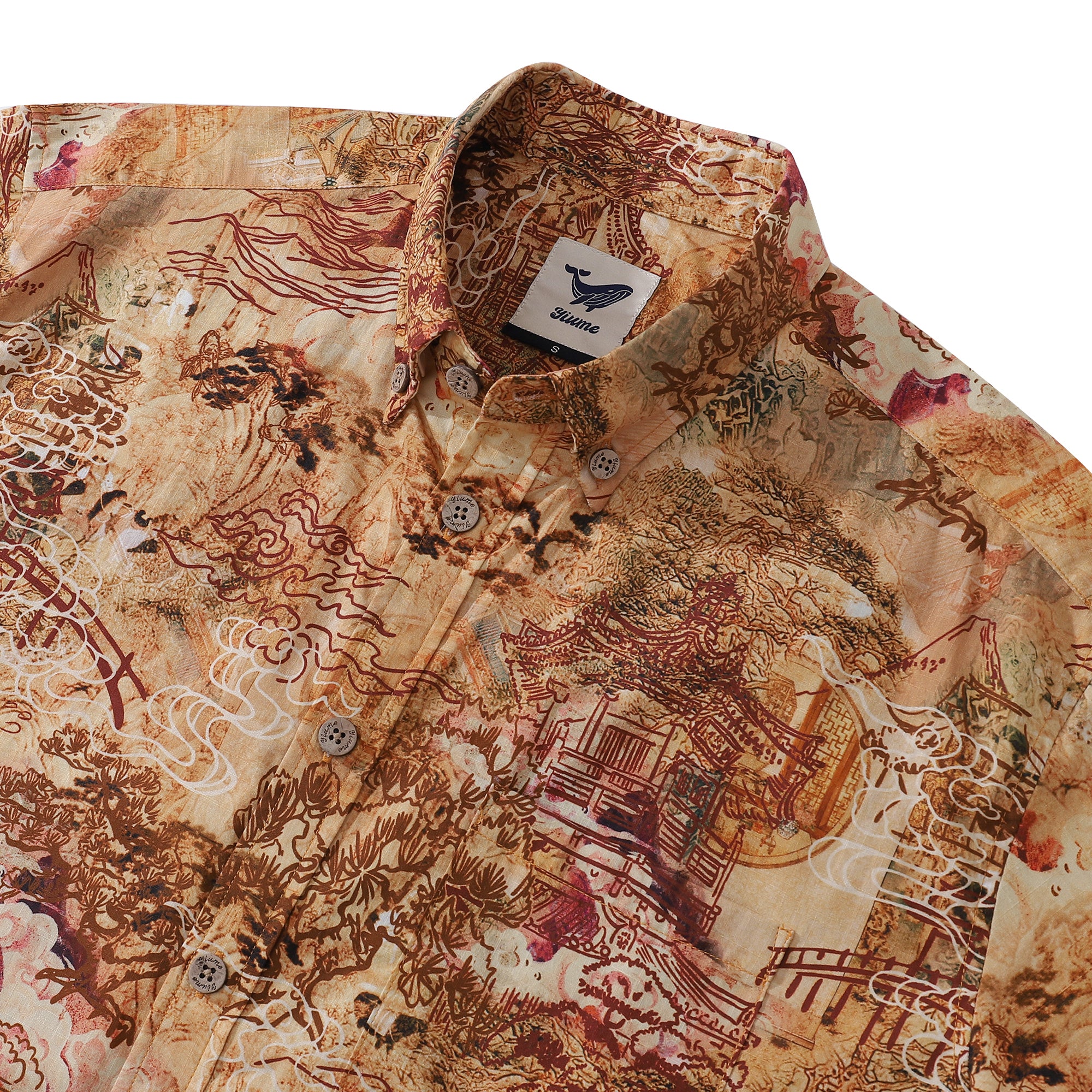 Hawaiian Shirt For Men Oriental Charm Button-down Shirt Short Sleeve 100% Cotton Shirt