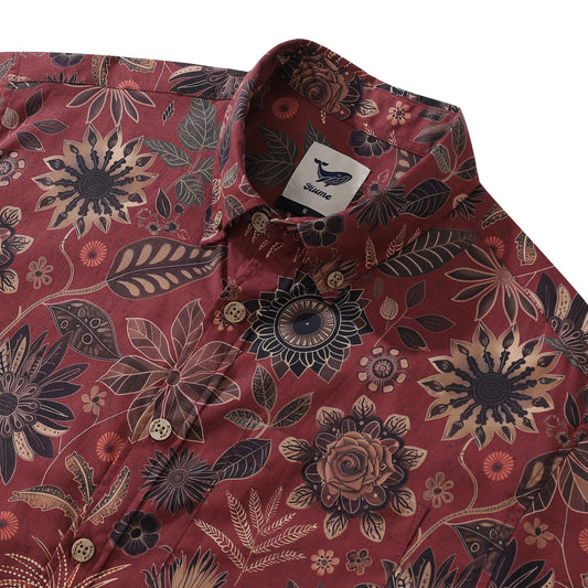 Hawaiian Shirt For Men Night's Blooms Button-down Shirt Short Sleeve 100% Cotton Shirt