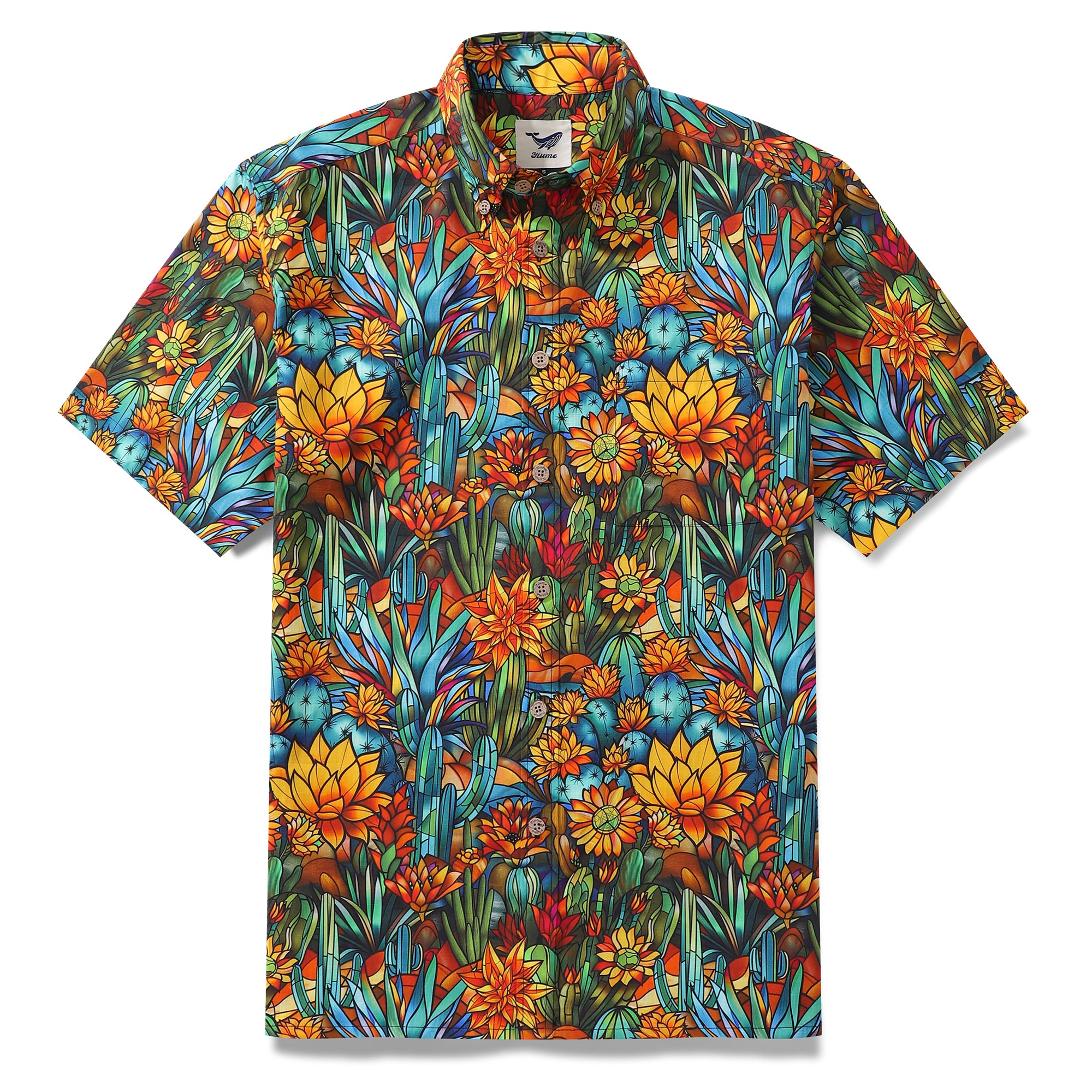 1960s Hawaiian Shirt For Men Colorful Button-down Shirt Short Sleeve 100% Cotton Shirt