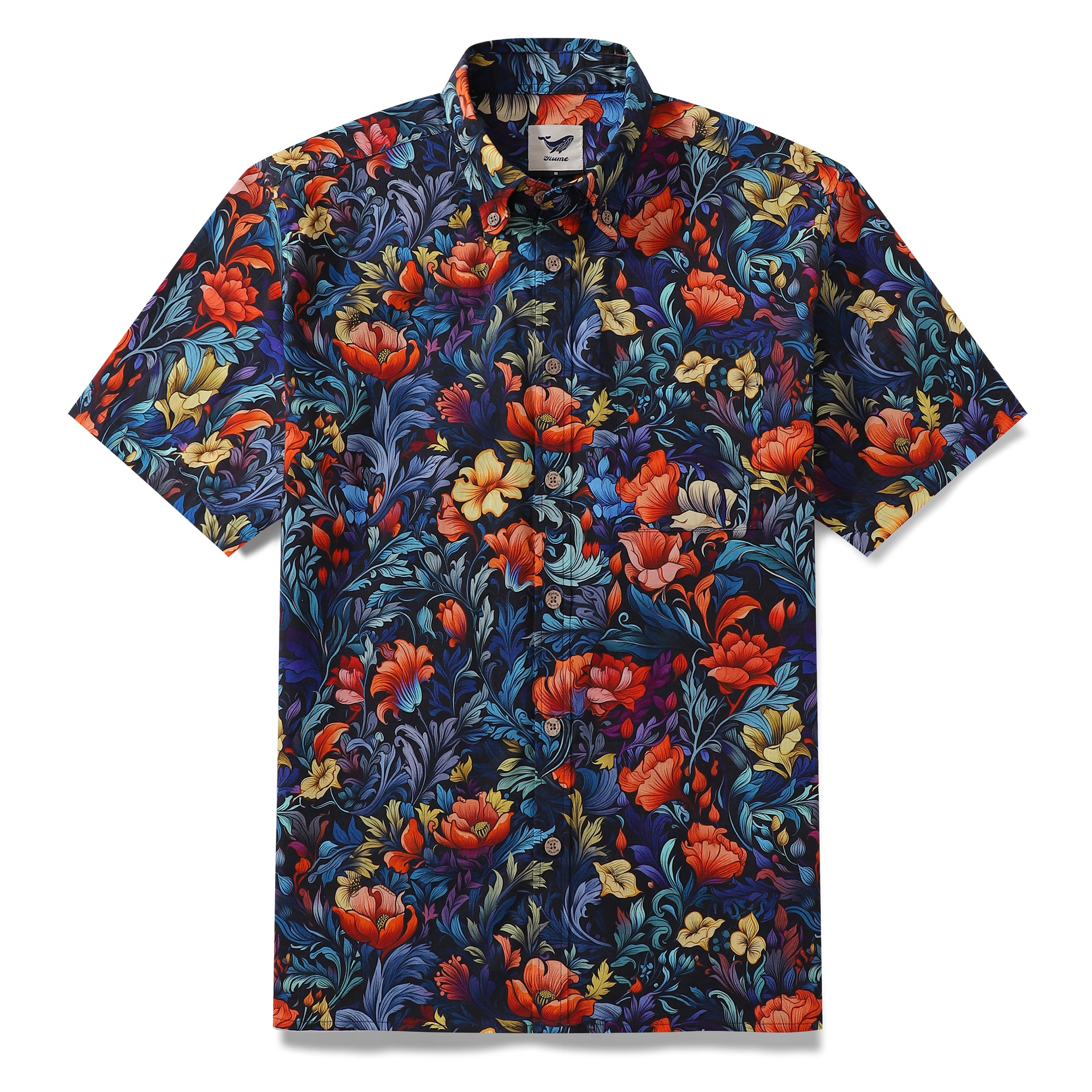 Hawaiian Shirt For Men Garden of Dreams Print Button-down Short Sleeve 100% Cotton Shirt