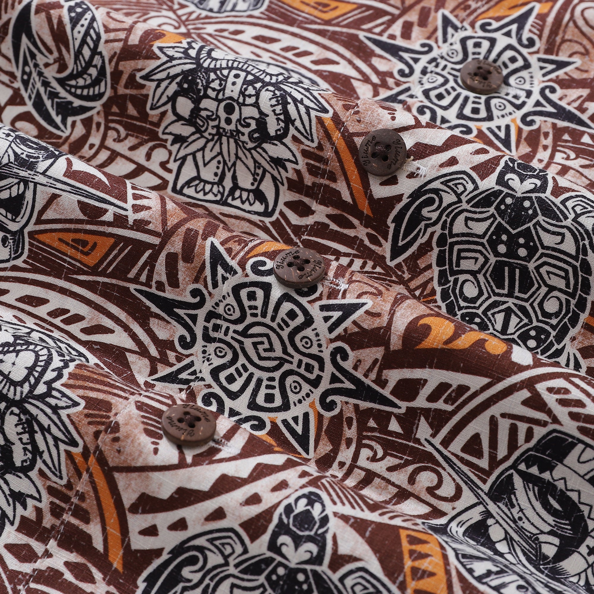 Camisa hawaiana para hombre Tiki Totem Camisa vintage Cuello de campamento 100% algodón