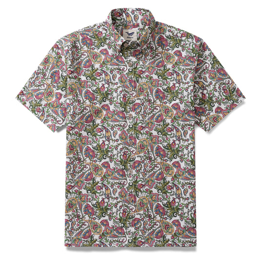 Hawaiian Shirt For Men Sophisticated Botanical Romance Button-down Shirt Short Sleeve 100% Cotton Shirt