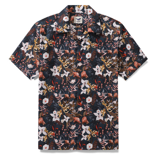 Hawaiian Shirt For Men Midnight Autumn By Brooklyn Bees Design Studio Shirt Camp Collar 100% Cotton