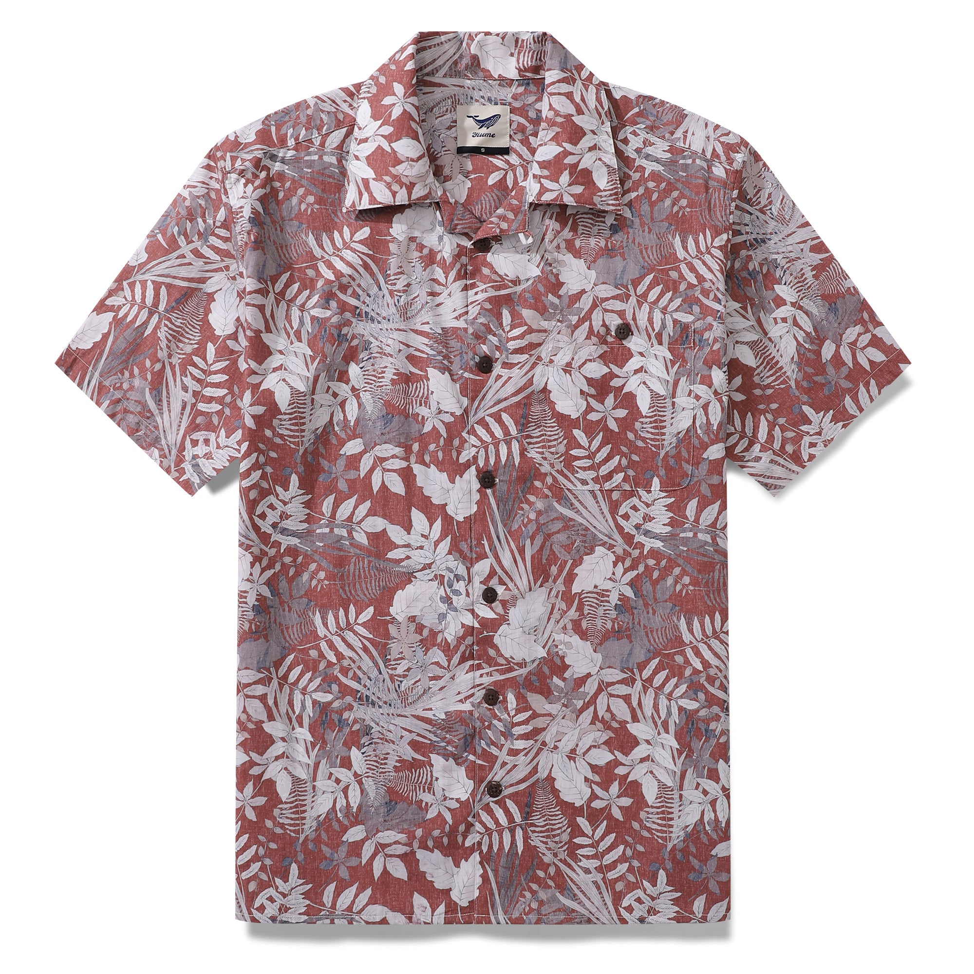 100% Cotton Hawaiian Shirt For Men Crimson Foliage Fantasia Print Shirt Camp Collar
