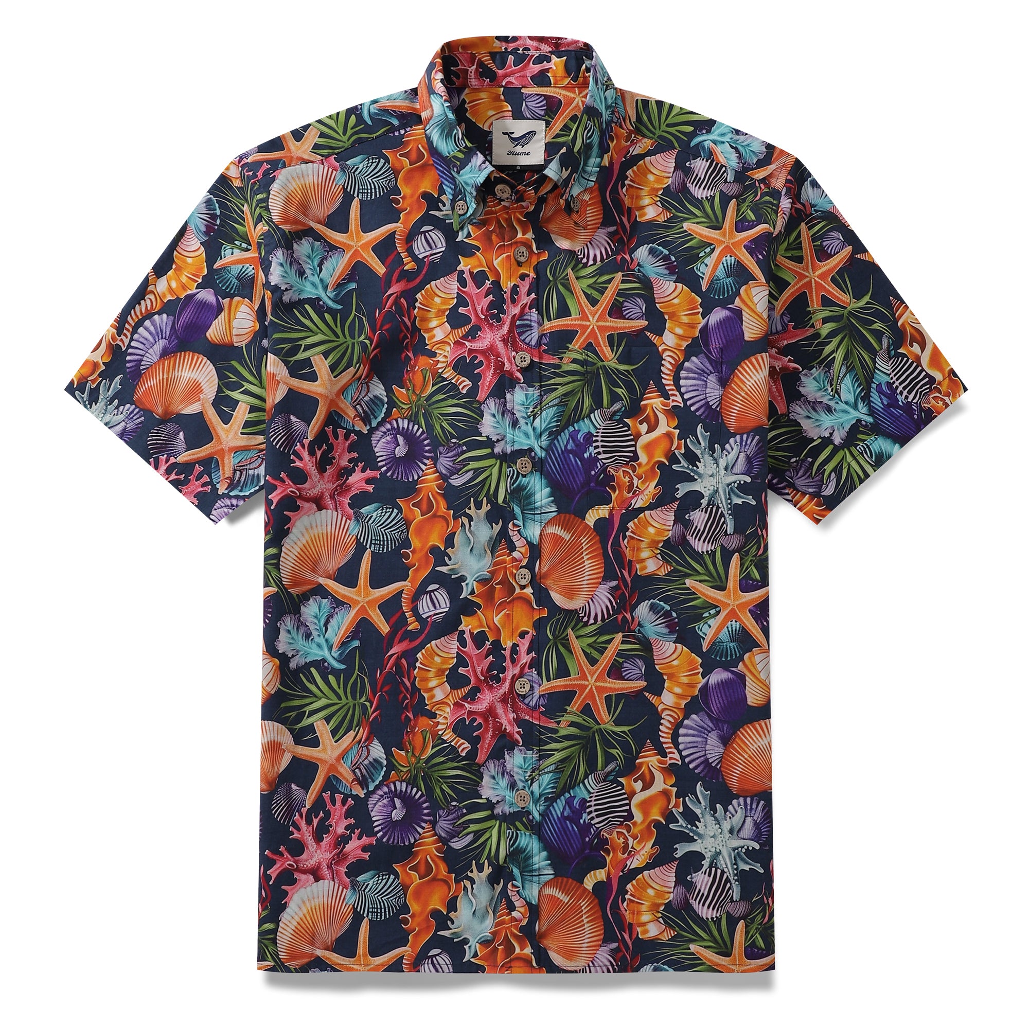 Hawaiian Shirt For Men Marine Life Carnival Button-down Short Sleeve 100% Cotton Shirt