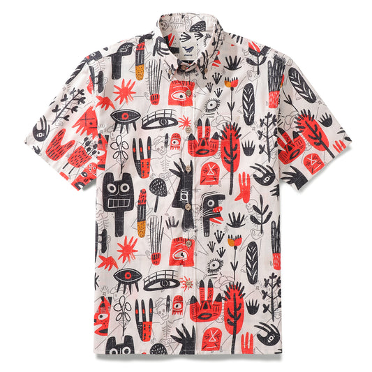 Hawaiian Shirt For Men Free Painting Button-down Shirt Short Sleeve 100% Cotton Shirt