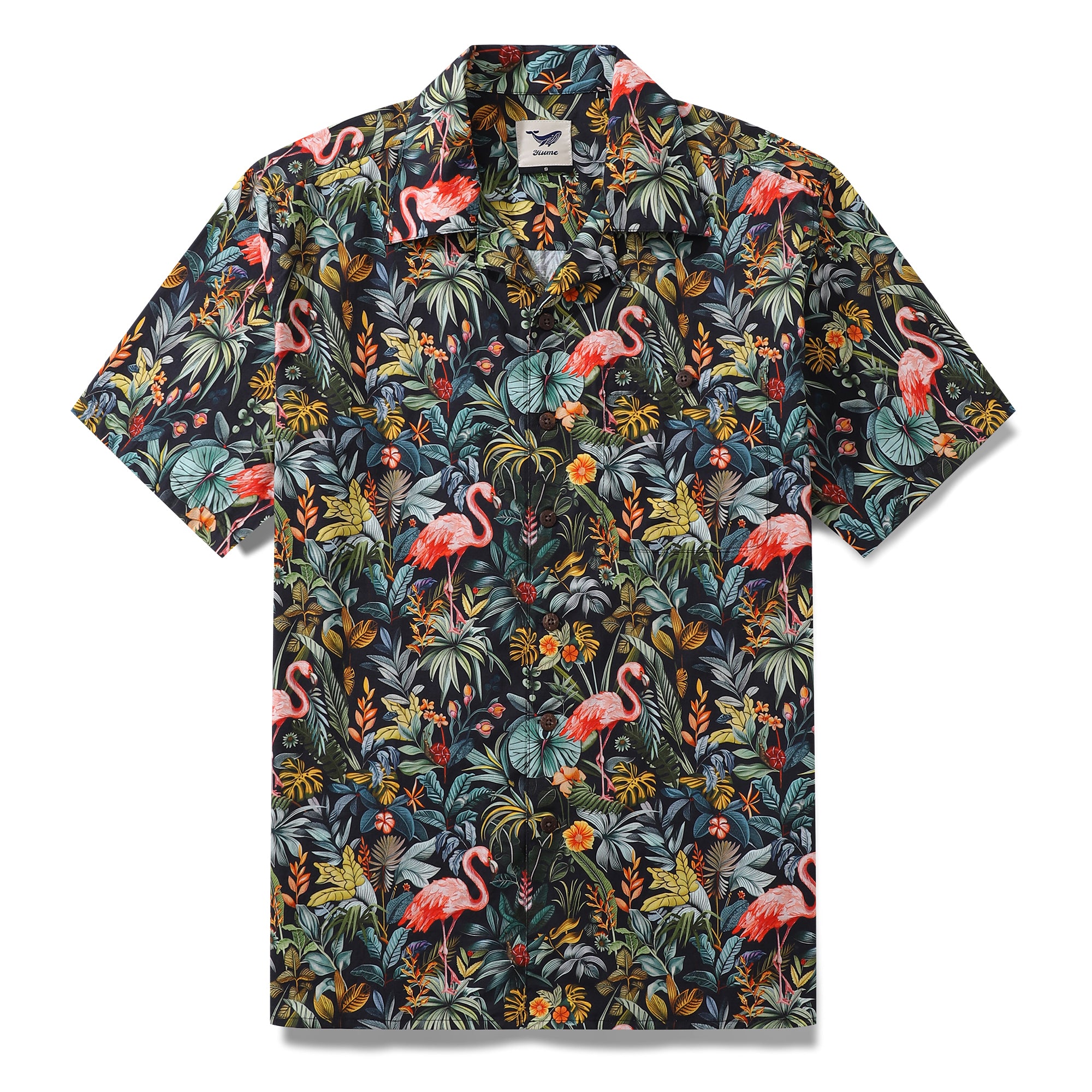Hawaiian Shirt For Men Flamingo Haven Shirt Camp Collar 100% Cotton