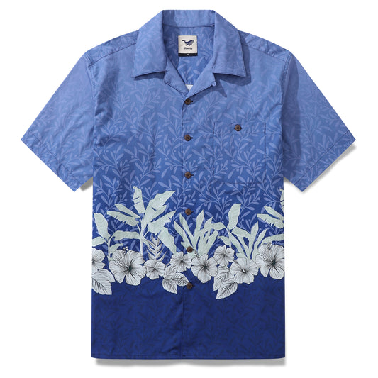 Hawaiian Shirt For Men Summer Jungle Shirt Camp Collar 100% Cotton