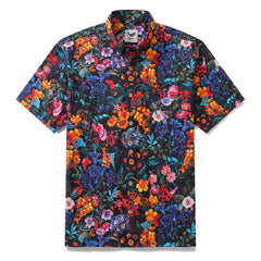 Mens Floral Hawaiian Shirt Tropical Button-down Short Sleeve 100% Cotton Shirt