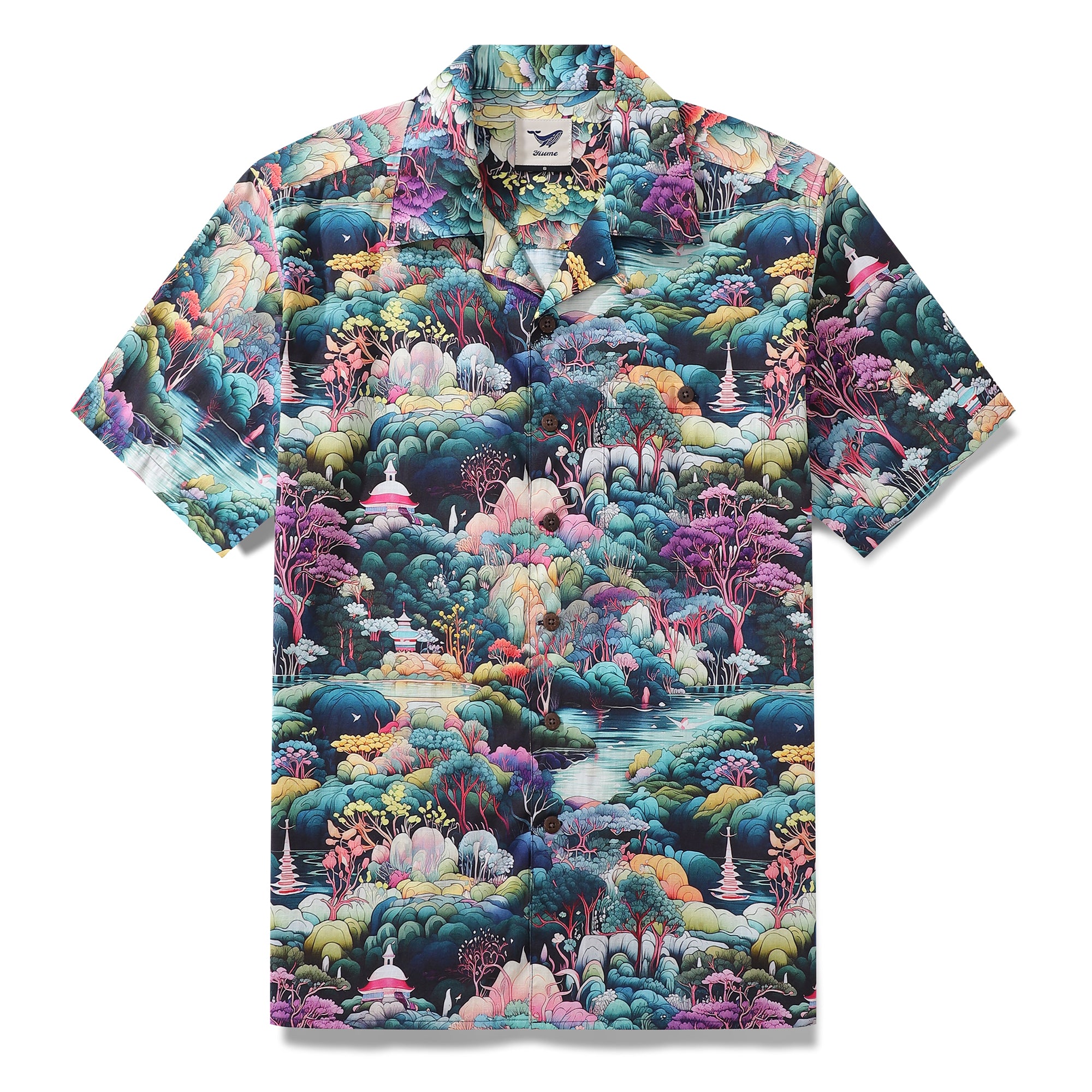 Hawaiian Shirt For Men Secret Garden Shirt Camp Collar 100% Cotton