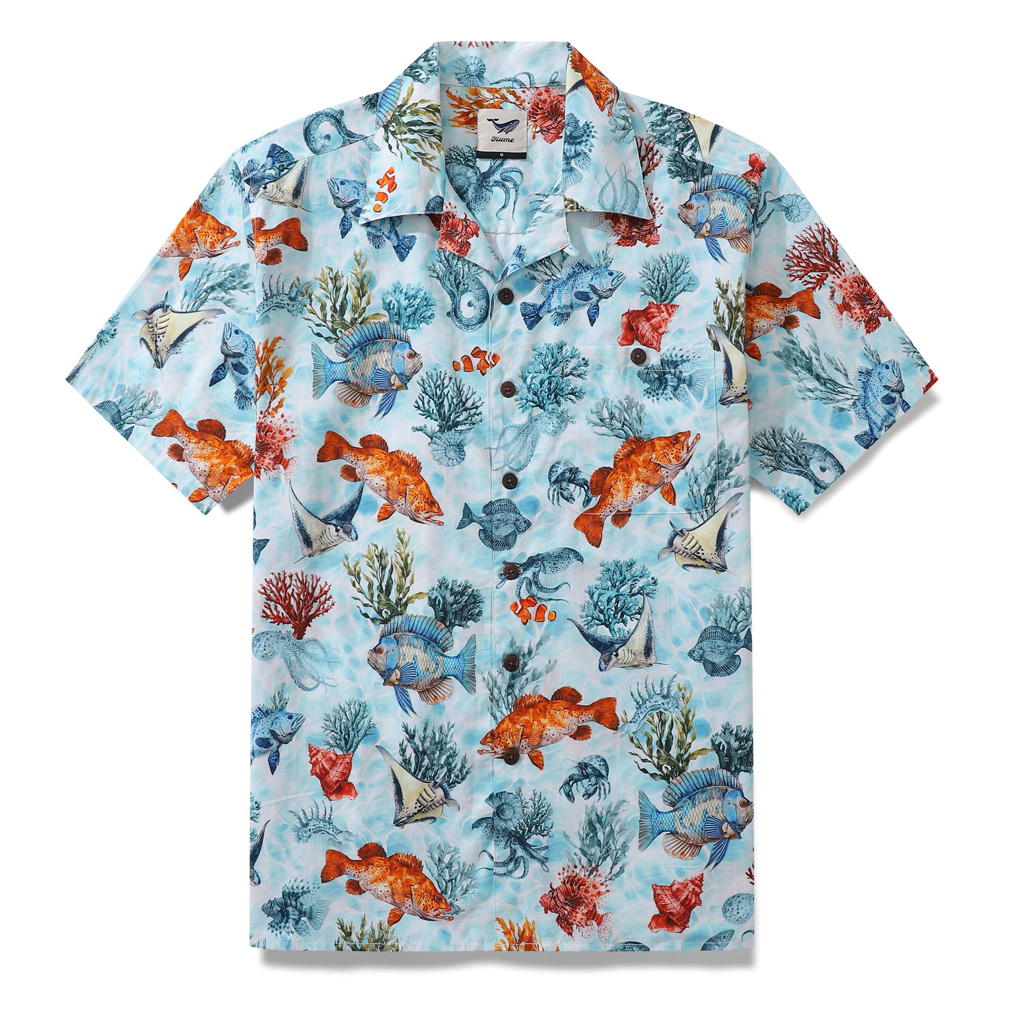 Bluey Hawaiian Shirt For Men The azure sea Shirt Camp Collar 100% Cotton Shirt