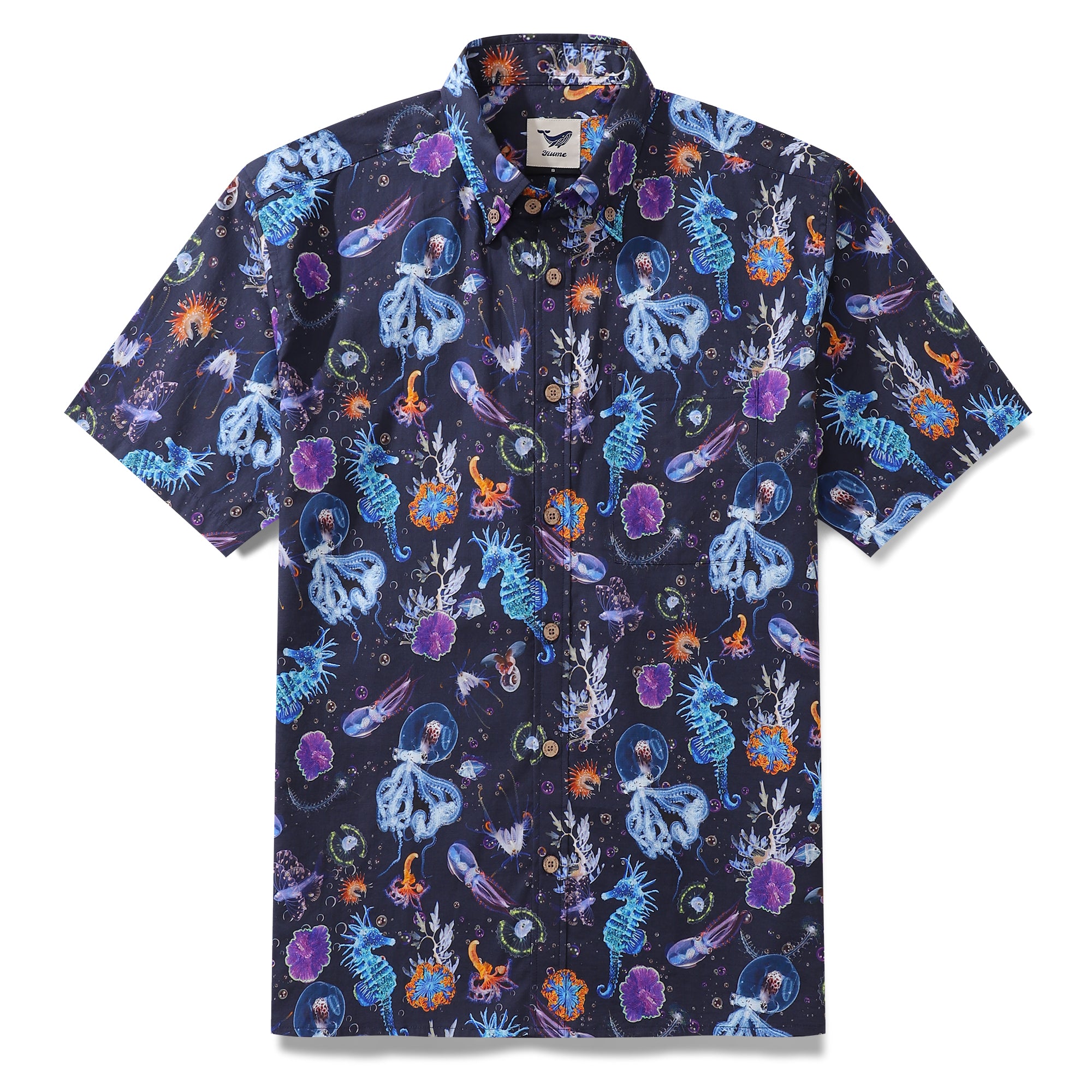 Hawaiian Shirt For Men Deep Sea Mystery Button-down Shirt Short Sleeve 100% Cotton Shirt
