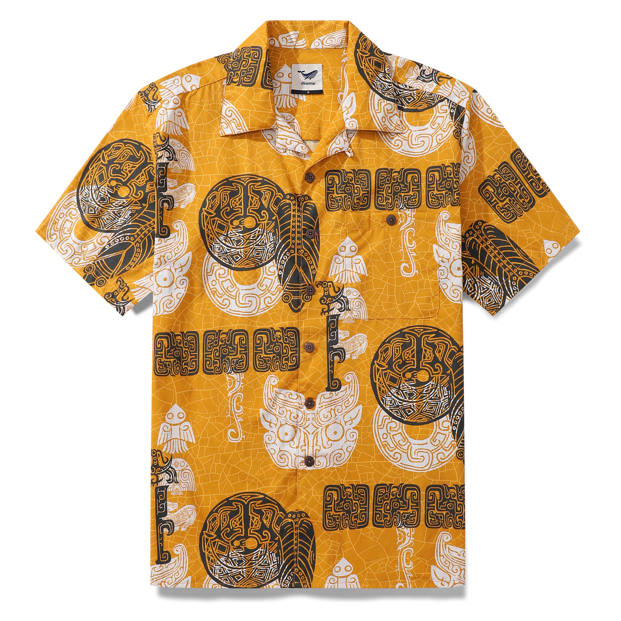 Hawaiian Shirt For Men The brilliant tripod patterns Shirt Camp Collar 100% Cotton