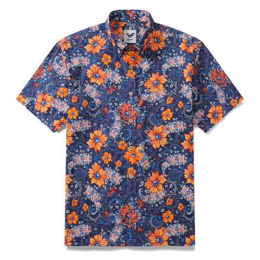 Hawaiian Shirt For Men Sunset Garden Button-down Shirt Short Sleeve 100% Cotton Shirt
