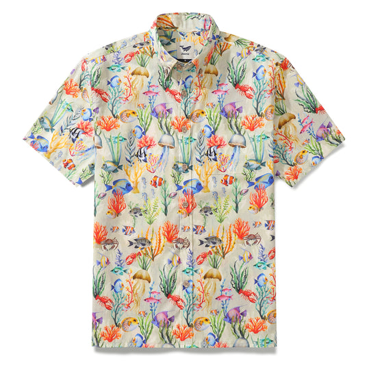 Hawaiian Shirt For Men Afternoon Ocean Button-down Shirt Short Sleeve 100% Cotton Shirt