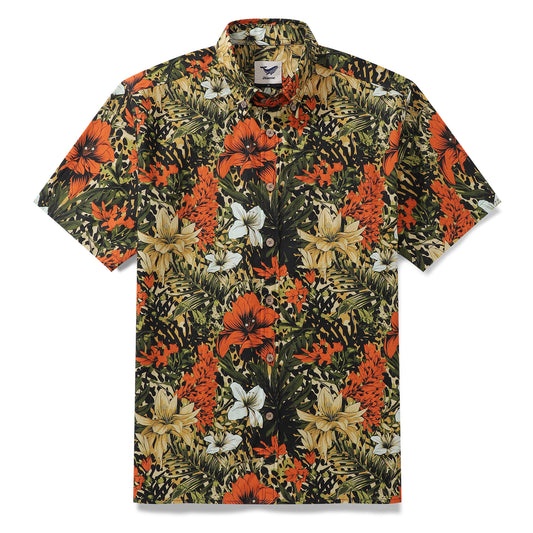 Hawaiian Shirt For Men Tropical Rhythm Button-down Short Sleeve 100% Cotton Shirt