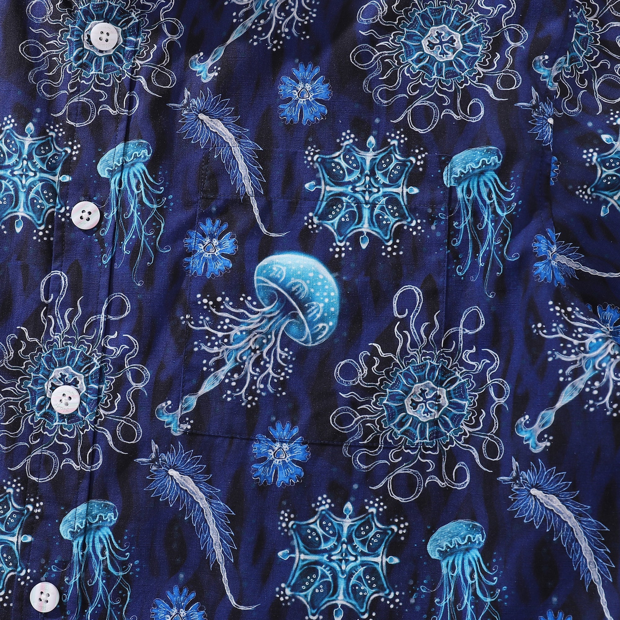 Men's Hawaiian Shirt Luminocean Print Cotton Button-down Short Sleeve Aloha Shirt