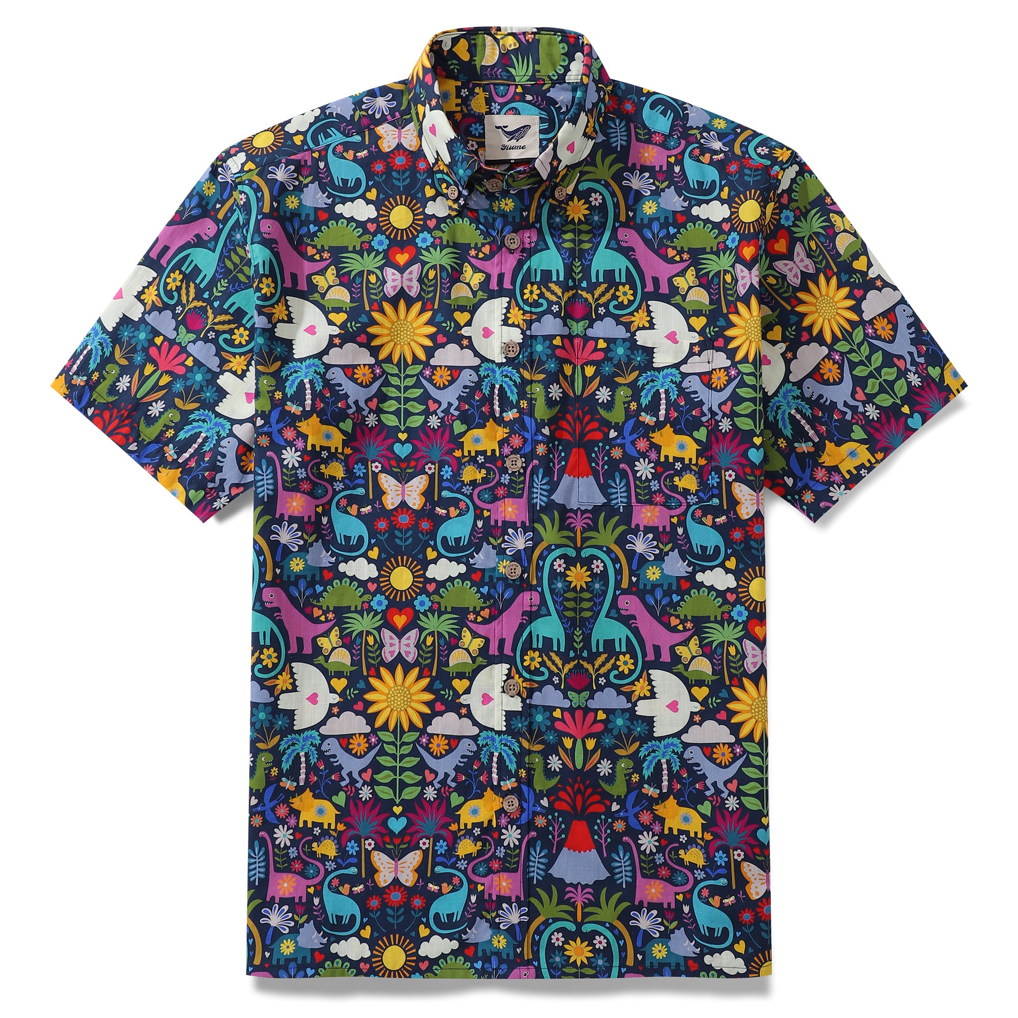 Hawaiian Shirt For Men Colorful Button-down Shirt Short Sleeve 100% Cotton Shirt