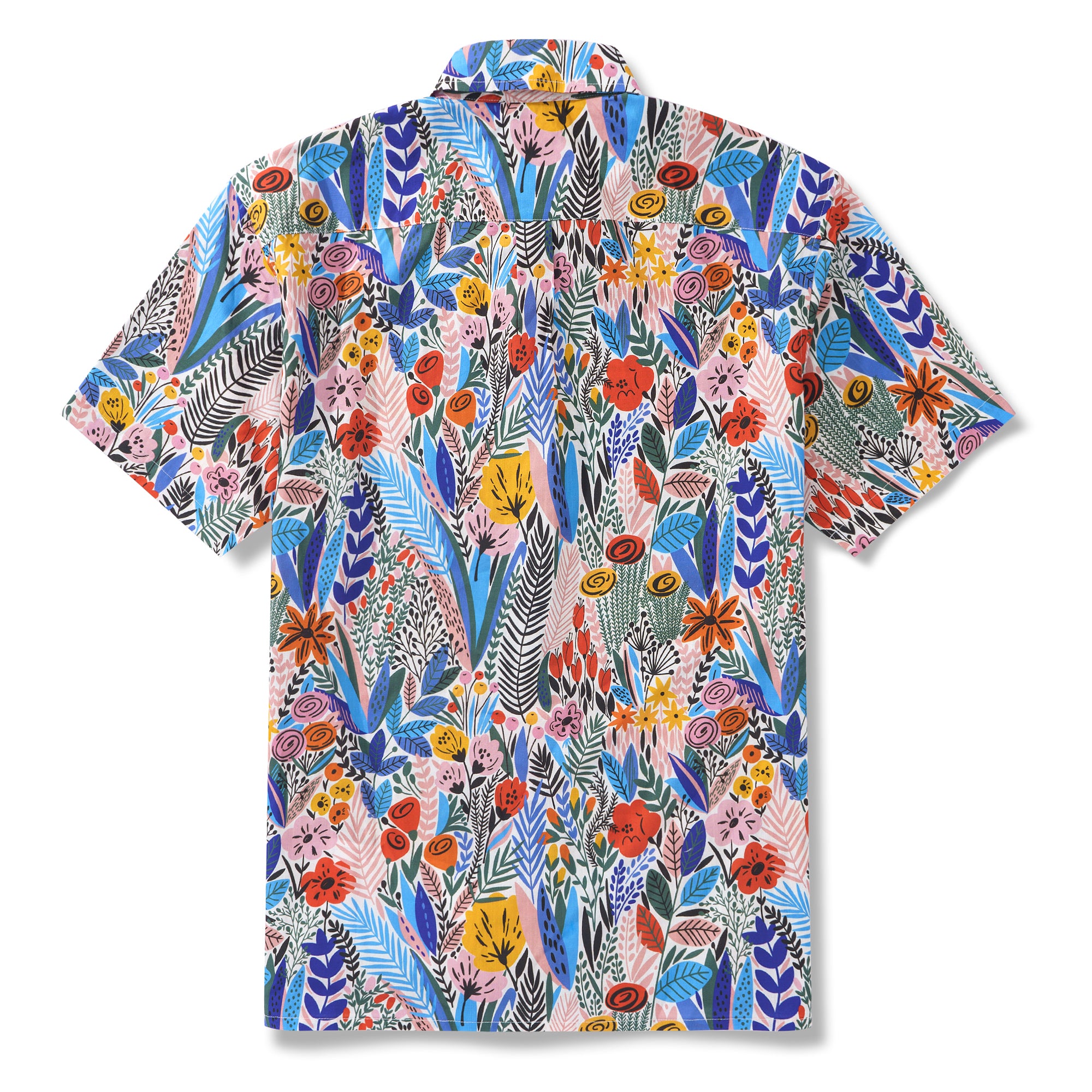 Flowering By Maria Galybina Hawaiian-Inspired Art Shirt 100% Cotton Men's Aloha Hawaiian Short Sleeve Button-down Shirt