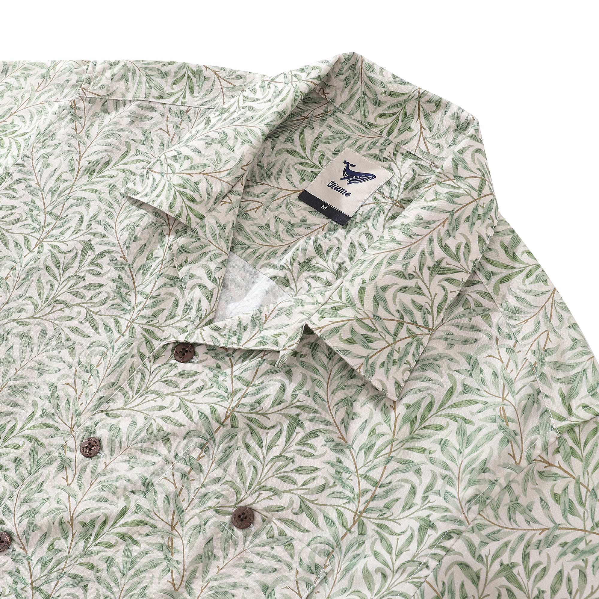 Camicia hawaiana da uomo vintage anni '20 in salice con colletto camp 100% cotone