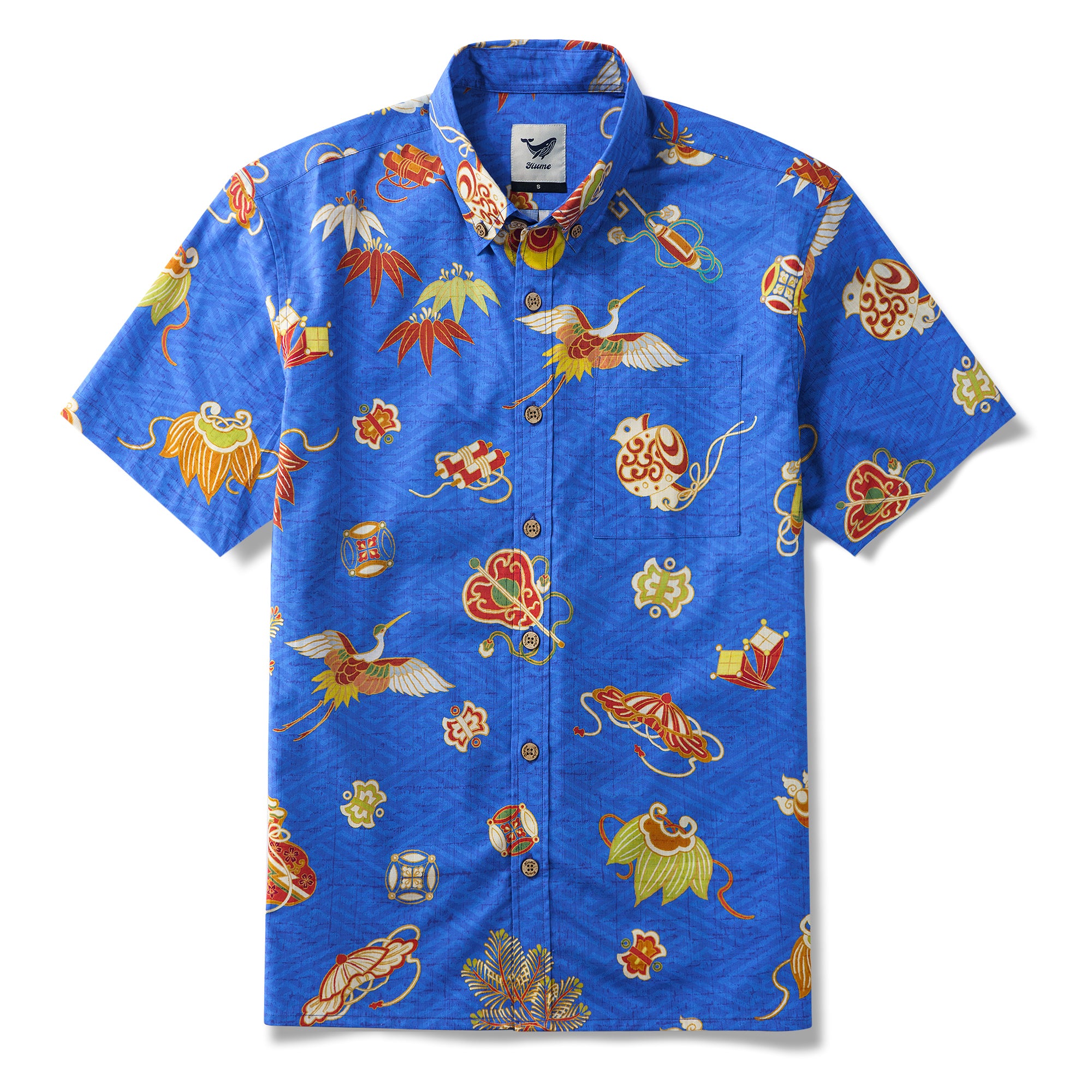 Nippon's Treasure Patterns 100% Cotton Men's Short Sleeve Button-down Shirt Aloha Hawaiian