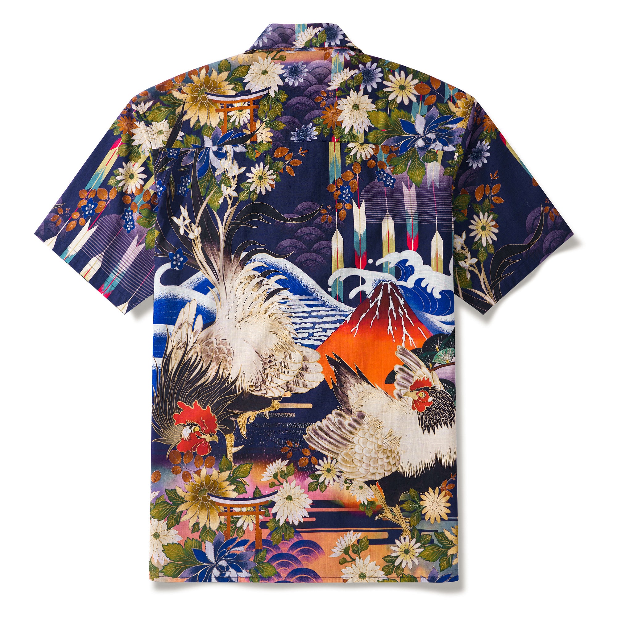 Eastern Inspired Rooster By Zeke Shirt 100% Cotton Men's Aloha Hawaiian Short Sleeve Camp Collar Shirt