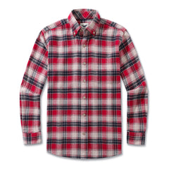 Chemise hawaïenne pour hommes en flanelle boutonnée à manches longues chemise à carreaux classique - ROUGE