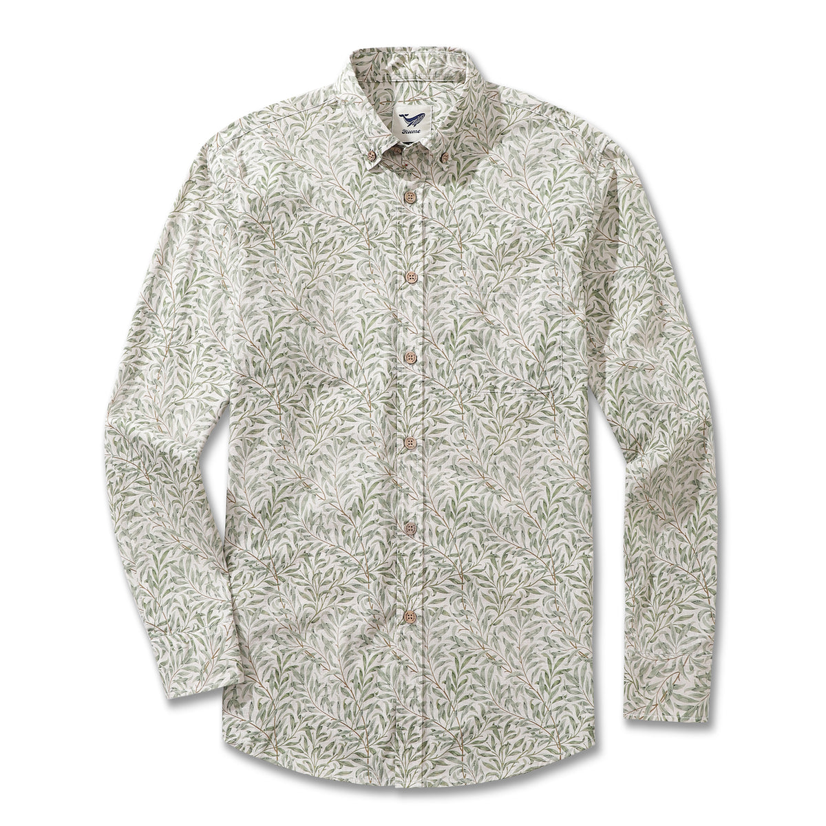 Men's Hawaiian Shirt Willow Cotton Button-down Long Sleeve Aloha Shirt ...