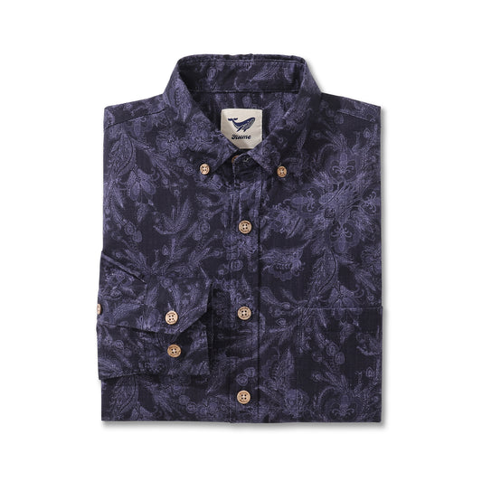 Camicia hawaiana da uomo Camicia Aloha a maniche lunghe in cotone con eleganza incantata