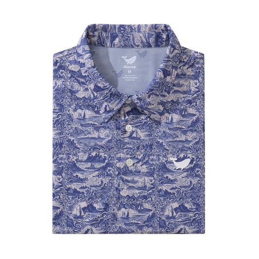 Men's Hawaiian Voyage of Discovery Print Short Sleeve Polo Shirt