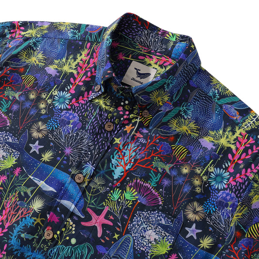 Hawaiian Shirt For Men Underwater Wonder Button-down Short Sleeve 100% Cotton Shirt