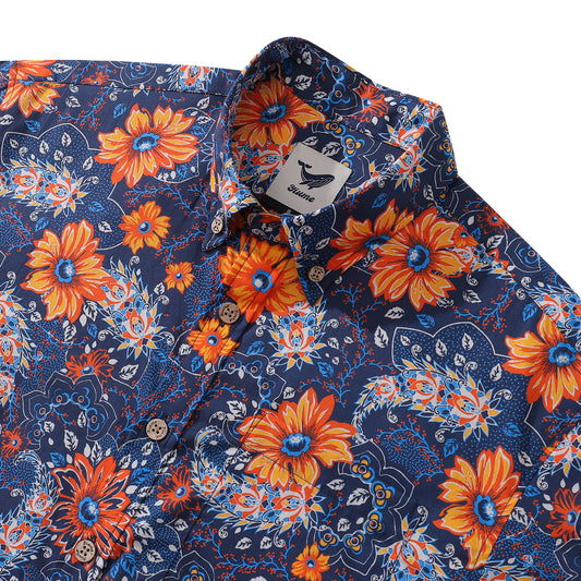 Hawaiian Shirt For Men Sunset Garden Button-down Shirt Short Sleeve 100% Cotton Shirt