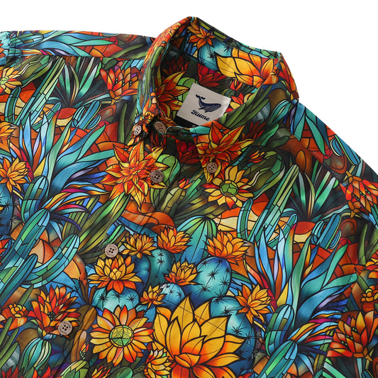 1960s Hawaiian Shirt For Men Colorful Button-down Shirt Short Sleeve 100% Cotton Shirt