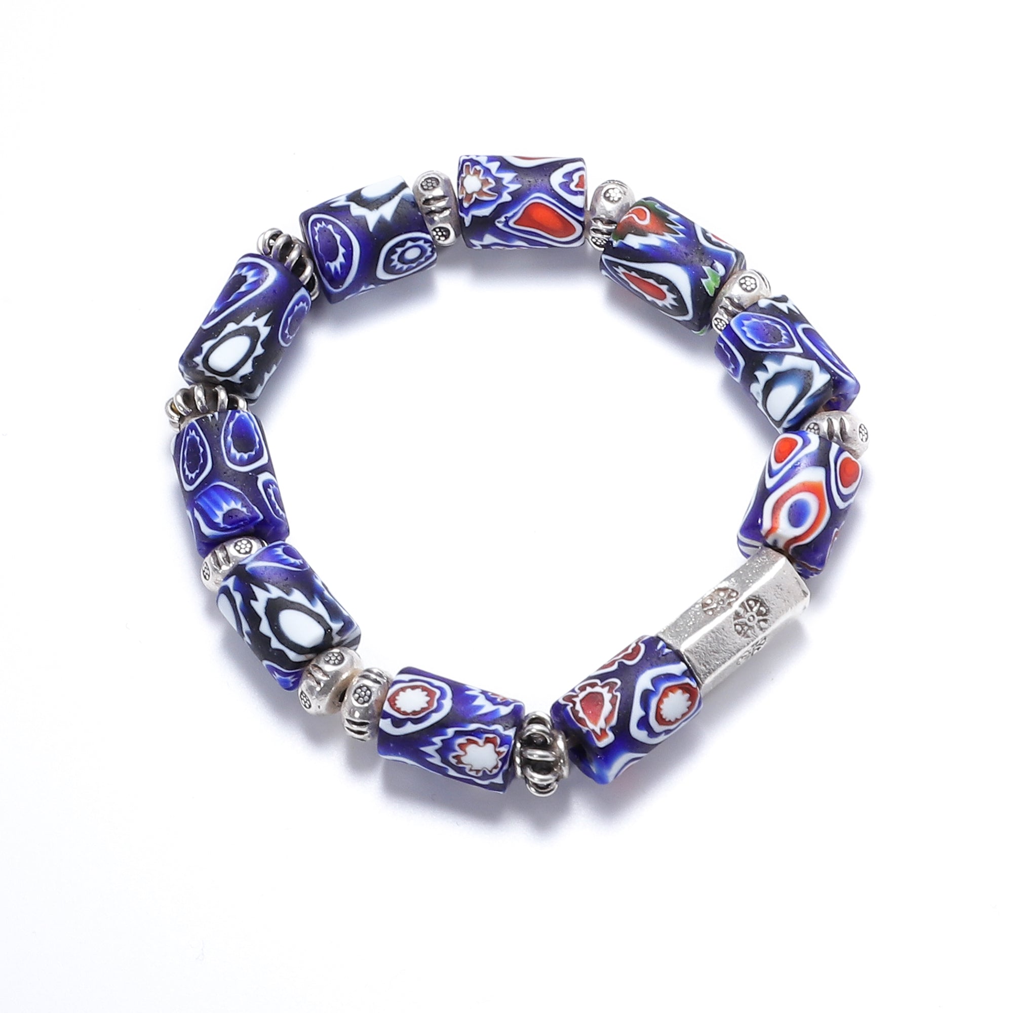 Natural Stone Bracelets for Men - Venice Millefiori Glaze Beads