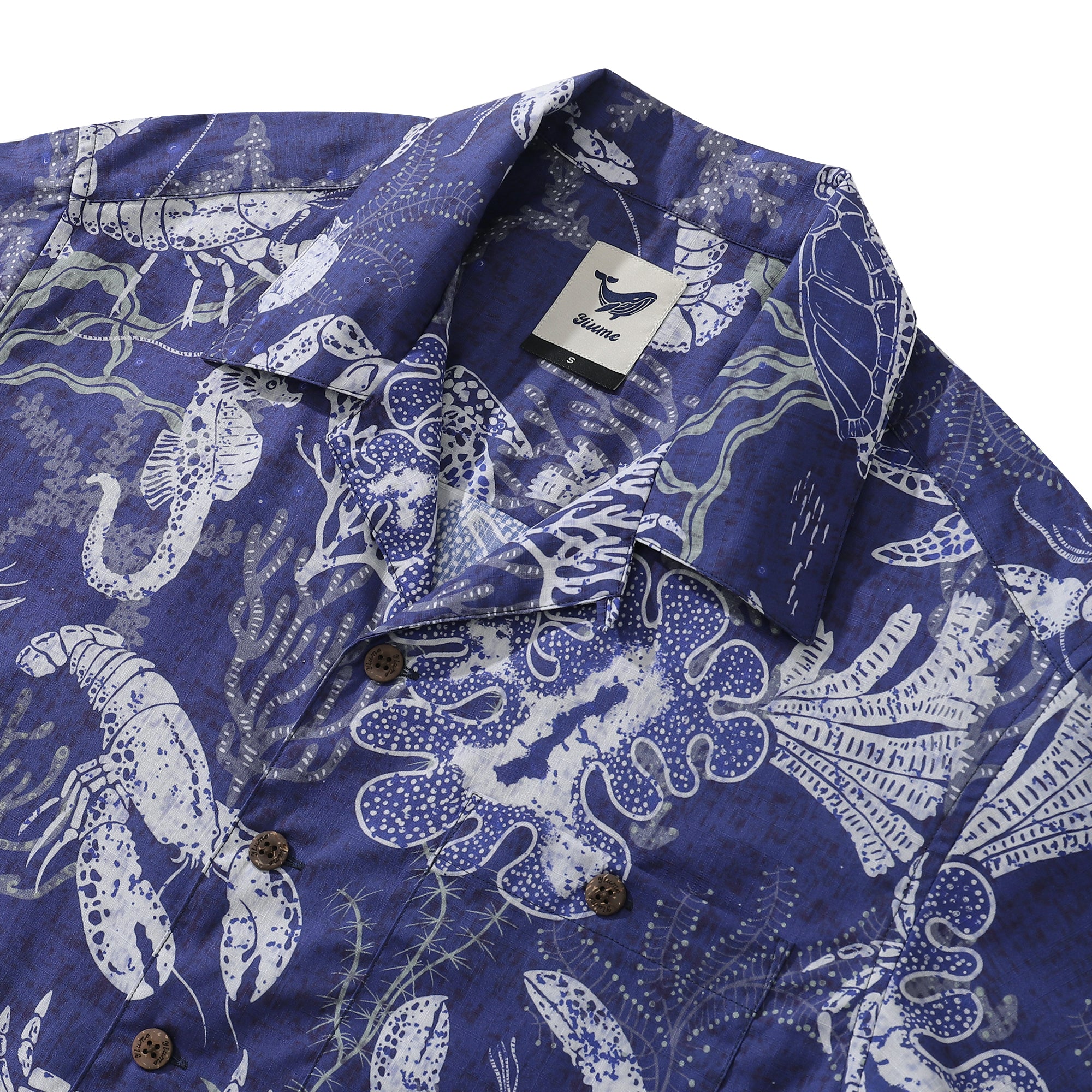 Bluey Hawaiian Shirt For Men Corals and Lobsters Shirt Camp Collar 100% Cotton Shirt