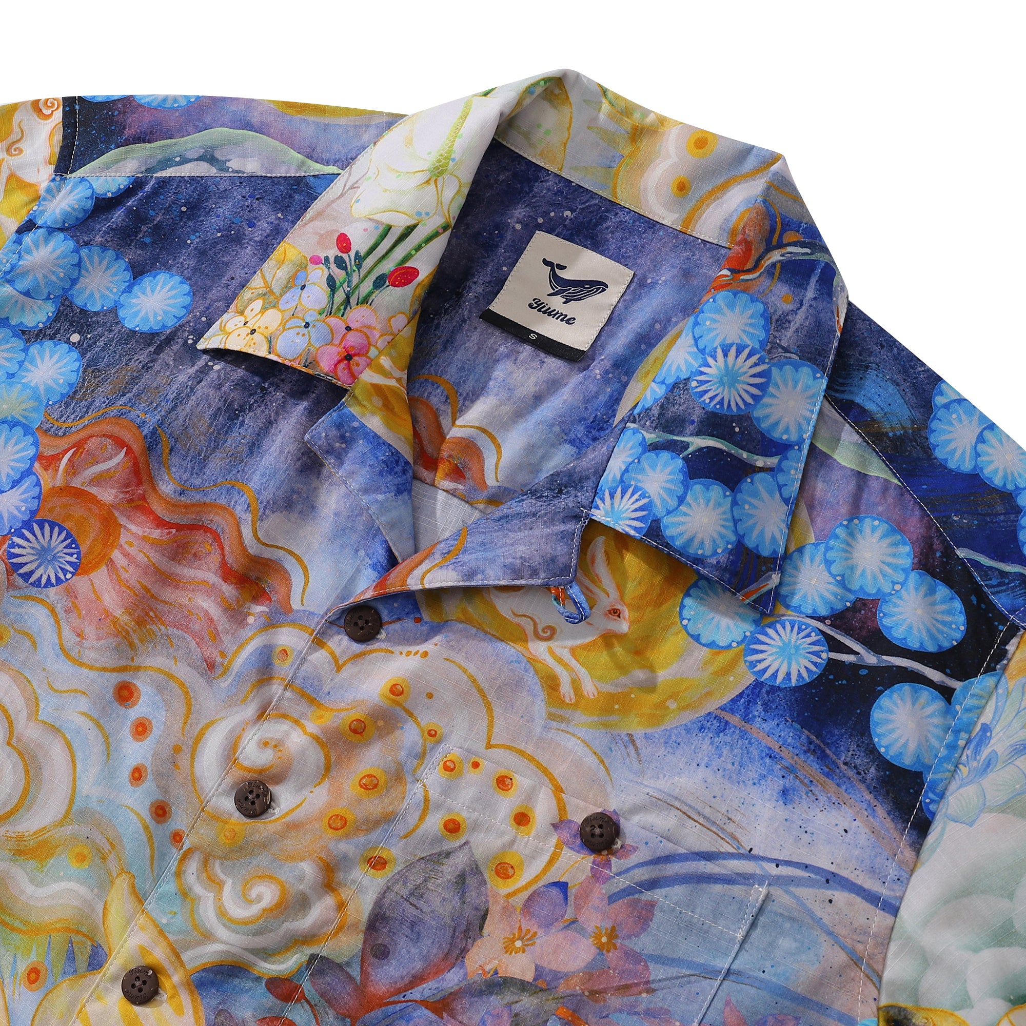 Camicia hawaiana da uomo Camicia con stampa Koi errante sulle nuvole Colletto camp 100% cotone