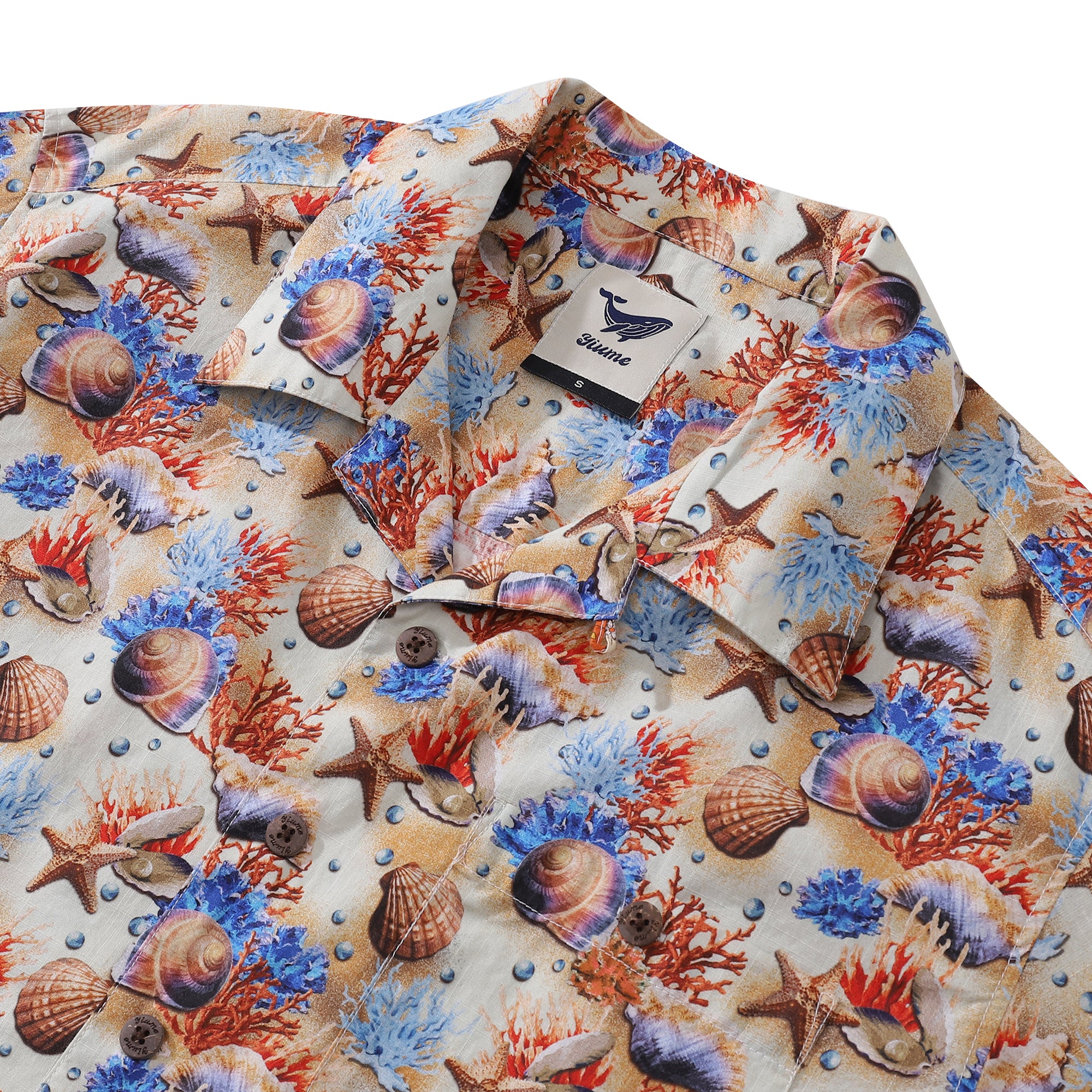 Hawaiihemd für Herren Secrets of the Sea Hemd mit Camp-Kragen, 100 % Baumwolle